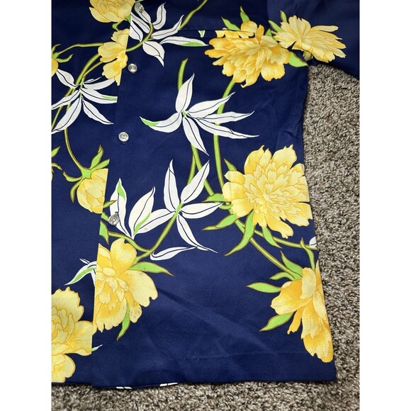 POMARE Blue Small Aloha Hawaiian Button Color Shirt - Picture 6 of 10